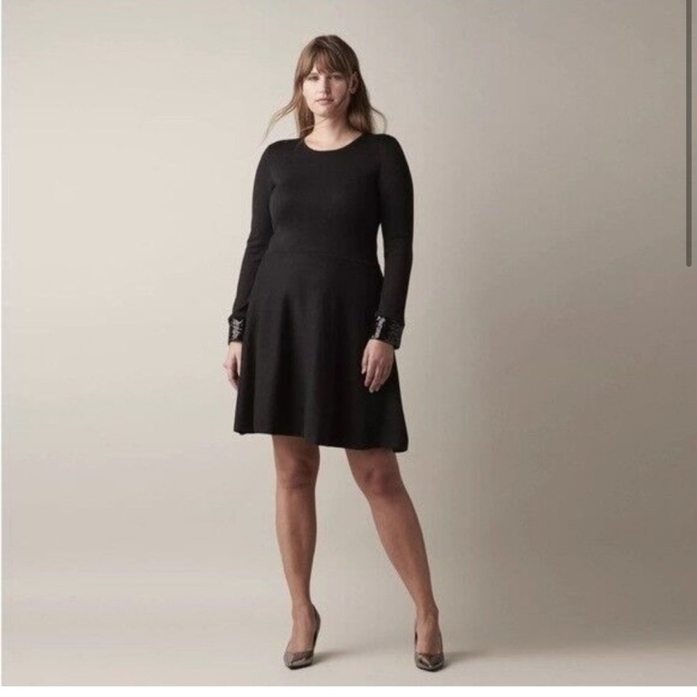 Jason Wu Size S‎ Sequin Cuff Long Sleeve Knit Little Black Dress
